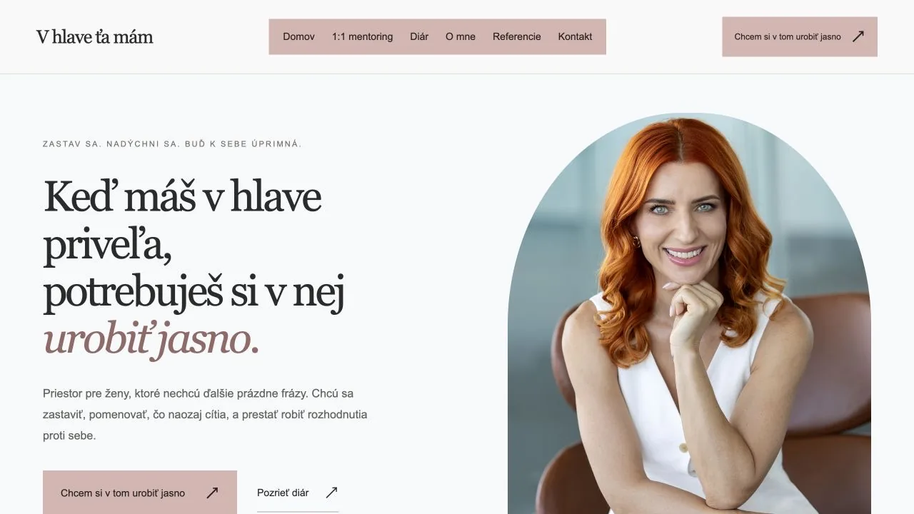 Ukážka osobného webu V hlave ťa mám